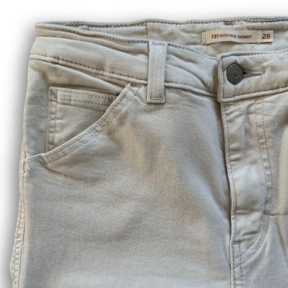 Levi's 721 High Rise Skinny Jeans in Cream Size 28 - Picture 4 of 6